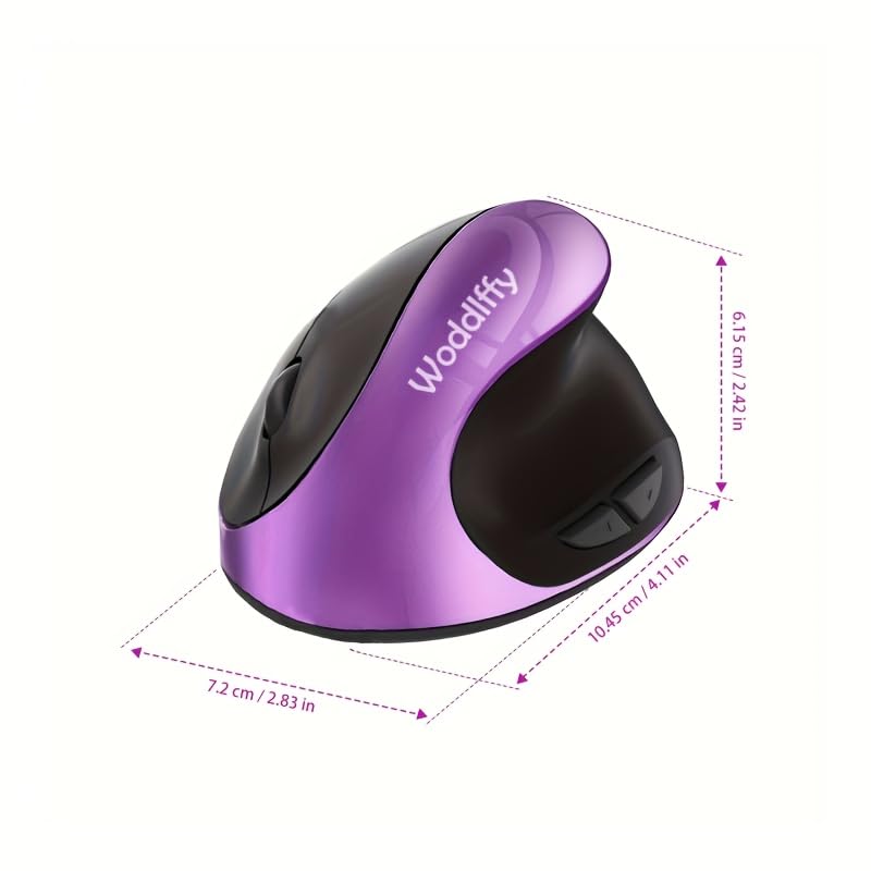 Ergonomic Mouse Wireless,Vertical Mouse with Silent Click Right Handed Small Mouses with 6 Buttons 1000/1200/1600 for Laptop,Desktop,PC, MacBook（Purple AA） - color: Purple