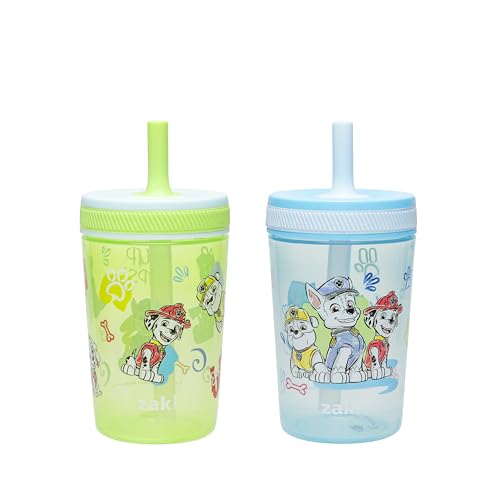 Zak Designs PAW Patrol Kelso Toddler Cups For Travel or At Home, 15oz 2-Pack Durable Plastic Sippy Cups With Leak-Proof Design is Perfect For Kids (Chase, Marshall, Rubble, & More) | BPA Free, Plastic, Sippy Cups, Cup Holder Friendly, Dishwasher Safe, Eas