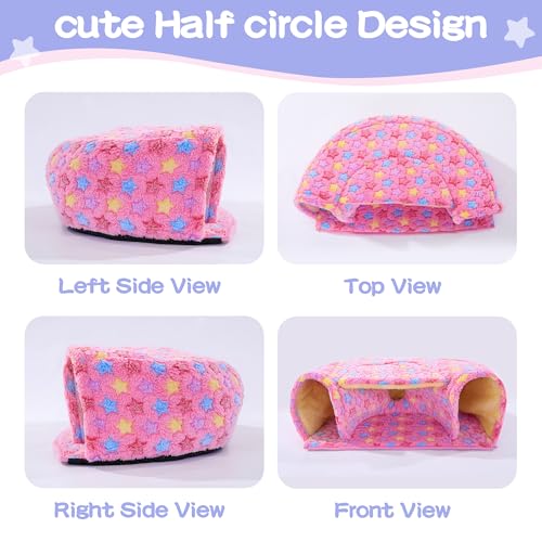 3 Pack Guinea Pig House Accessories, 2 Cozy Guinea Pig Bed and Hideout Tunnel, Chinchillas Hideout for Hamster, Rabbit, Bunny, Chinchillas (Pink, L) - color: Pink