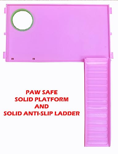 Pink Large Twin Tower Habitat Hamster Home Rodent Gerbil Mouse Mice Rat Wire Animal Cage Long Crossover Tube Expandable and Customizable with Hide House Running Wheel Food Bowl Water Bottle Deep Base - color: Pink, size: 31.0"L x 14.5"W x 33.0"H