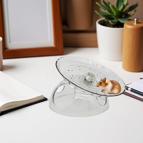 Hamster Wheel, 7 Inch Silent Exercise Running Wheel with Escape Holes, Quiet Spinner Toy for Guinea Pigs, Sugar Gliders, Gerbils (Transparency) - color: Transparency