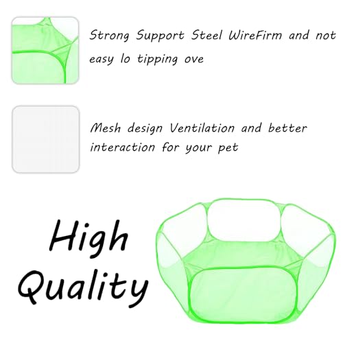 Small Animals Playpen, Portable Pop-up Open Interactive Pet Tent, Indoor Outdoor Fence for Rabbits, Guinea Pig, Hamster, Chinchillas, Kittens, Puppies - color: Green