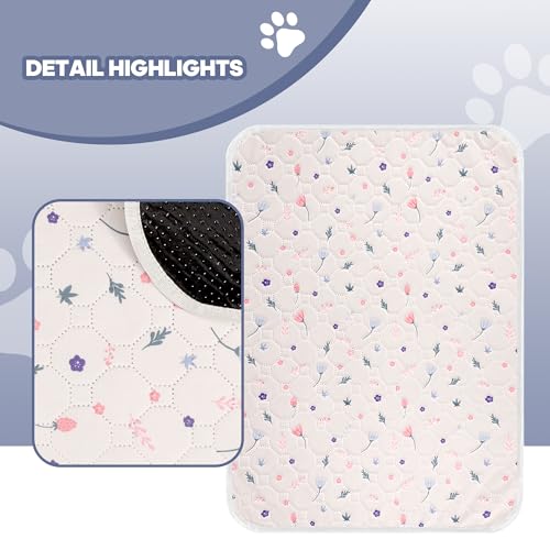 4'Pcs Washable Pee Pads, Reusable Puppy Pet Training Pads, Waterproof Dog Crate, Whelping Pad, Non-Slip Protects Against Urine Leakage Pinkishwhite Medium - color: Pinkishwhite, size: Medium