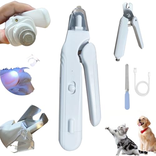 2 in 1 Pet Nail Clippers and Grinder with 2 Led Lights for Dogs Cats Birds Hamster Nail Claw Trimmer Rechargeable Low Noise Dog Nail Clippers and Grinder Quick Sensor