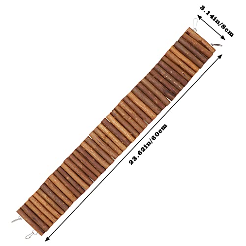 Rat Ladder Bridge, Wooden Hamster Climbing Ladder Toy, Small Animals Cage Accessories for Bird Parrot Hamster Mouse Rat Sugar Glider Hermit Crab Sugar Glider Chinchilla(23.62x3.14 Inches) - color: Willow Wood