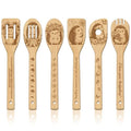 GLOBLELAND 6 Pcs Hedgehog Wooden Spoons Utensil Set Hedgehog Flowers Bamboo Carving Kitchen Cooking Utensils Wooden Engraved Cooking Spatula Sets for Kitchen Fun House Warming Gift - color: Hedgehog
