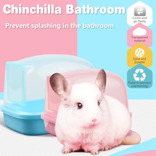 kathson Hamster Sand Bath Container Dwarf Hamster Dry Bathroom Chinchilla Sauna Toilet Plastic Sand Bathtub Sand Box Ideal for Guinea Pig Gerbil Hedgehog Squirrel and Other Small Animals (Pink) - size: Pink