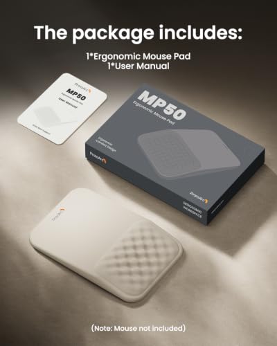 ProtoArc MP50 Ergonomic Mouse Pad with Wrist Support, Lycra Surface, Beige | 8° slope & massage points, soft memory foam, Large 12x8 Inches, Non-slip base. Relieves wrist strain for office & home - color: Beige Lycra