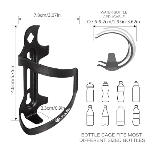 Chooee Bike Water Bottle Holder Aluminum, Bicycle Water Bottle Cage for Road Bikes Mountain Bikes Black 2-Pack - color: Black