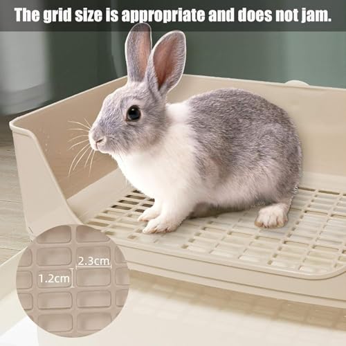 kathson Large Rabbit Litter Box with Drawer, Potty Trainer Corner Toilet Bigger Pet Pan Bunny Litter Box Tray with Grass Mat for Adult Guinea Pigs, Chinchilla, Hamster Ferret (Brown) - color: Brown