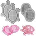 2Pcs Silicone Turtle Box Resin Sea Animal Mold with Lid, Reusable Ocean Theme Jewelry Box Storage Container Mould for DIY Clay Craft Projects Trinkets Clay Craft Art