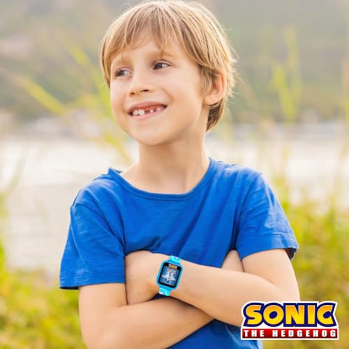 SEGA Sonic the Hedgehog Educational Learning Touchscreen Smart Watch Toy for Boys, Girls, Toddlers - Selfie Cam, Learning Games, Alarm, Calculator, Pedometer (Model: SNC4055AZ) - color: Sonic Blue