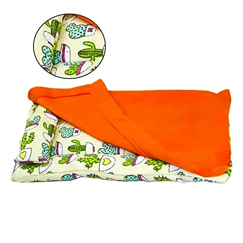 Dnoifne Reptile Sleeping Bag, Reptile Pets' Sleeping Bag Set with Pillow and Blanket, Hideout Habitat with Soft Warm for Bearded Dragon Leopard Gecko Lizard (Orange Blanket) - size: Orange Rectangle