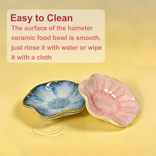 Kathson Ceramic Hamster Food Bowl, Guinea Pig Food Bowls,Rats Anti-Turning Feeding Dish,Small Animals Water Drinking Bowls for Squirrel, Chinchilla, Hedgehog, Gerbil, Dwarf Syrian (4 pcs Lotus Leaf) - size: 4Pcs Lotus Leaf