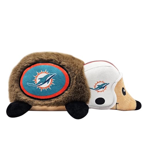 NFL Miami Dolphins Plush Hedgehog Toy for Dogs & Cats, Cool Soft Pet Toy for Fun and Interactive Play, Dog Chew Toy with Squeaker, Licensed Hot Pet Toy - color: Miami Dolphins