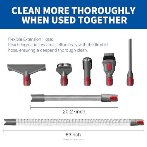 Extension Hose Attachment Compatible with Dyson V7 V8 V10 V15 Cleaner | Flexible Extension Hose Mattress Tool Stiff Brush Soft Bristle and Flexible Crevice Tool for Home Cleaning - color: Flexible Extension Hose