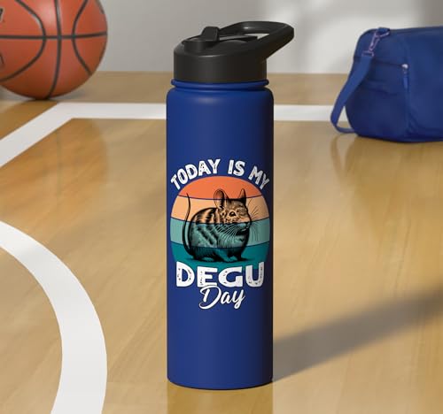 Funny Degu Stainless Steel Insulated Water Bottle - color: Royal Blue