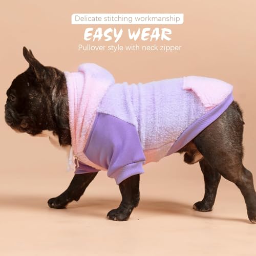 BINGPET Dog Hoodie Sherpa Hooded Sweatshirt Tie Dye, Soft Warm Dog Sweaters for Small Medium Large Dogs, Fuzzy Fleece Dog Clothes Cold Weather Coats Jacket with Neck Zipper and Pocket for Puppy Pet,SM - color: Tie-Dye Pink, size: Small/Medium