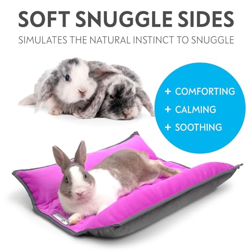 Paw Inspired Snuggle Bunny Bolster Bed, Gray/Pink, 17x17 Inch | Reversible Flop Mat, Ultra-Soft Fleece Bedding with Padded Sides for Rabbits, Cats, Dogs, Small Pets and Animals - color: Gray/Pink