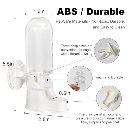 Bird Water Dispenser for Cage, 3.7 FL OZ, Automatic Bird Water Feeder ABS Suspended Parrot Cage Food Bowl Drinker, for Parakeet, Cockatiel, Budgie, Conure, Lovebirds