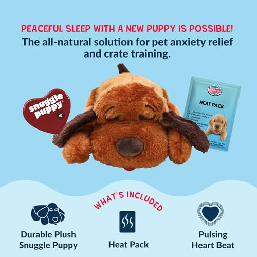 Snuggle Puppy Original Heartbeat Puppy Toy with Real-Feel Pulse and Heat Pack, Plush Comfort Dog Toy for Crate Training, First Nights, and Sleep | Calming heartbeat toy, crate training comfort, heat pack, new puppy essentials, first nights, sleep, medium