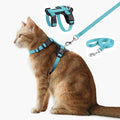 Plutus Pet Adjustable Cat Harness and Leash Set, with Leather Trim | Quick Release, Escape Proof Nylon Vest, for Kitten Small Medium Large Cats, Light Blue - color: Light Blue