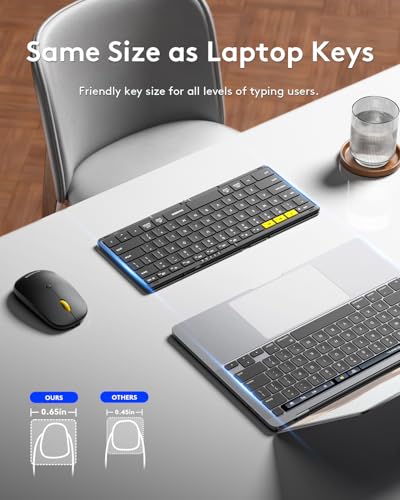 Samsers Full-Size Travel Foldable Keyboard and Mouse for Travel Home Use | 0.65in Keycap, PU Leather Cover, Portable Wireless mouse, Hard Case, 2.4G + BT5.0 x 2, Work Efficiency, On-the-go Solution - color: Black