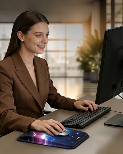 TECKNET Ergonomic Mouse Pad with Wrist Rest, Comfortable Relieves Pain | Built-in Memory Foam and Ergonomic Slope Design Relieves Carpal Tunnel Syndrome Pain, Mousepad for Office Gaming - color: Universe