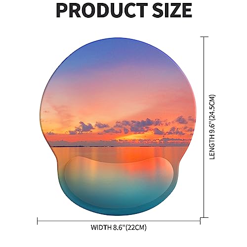 Mouse Pad with Wrist Rest, Comfortable Computer Mousepad with Gel Wrist Support Smooth Surface and Non-Slip PU Base for Pain Relief, Laptop, Office & Home (Oceanic Sunset) - color: Oceanic Sunset