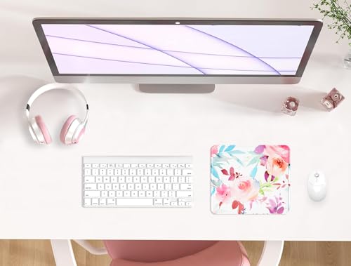 Mouse Pad with Stitched Edge, Multiple Patterns Computer Mouse Pads with Non-Slip Rubber Base, Washable Cloth Mousepad, for Gaming, Laptop, PC (Pastel Bloom) - color: 30Pastel Bloom