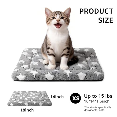 Dog Crate Mat, 4 Piece Reversible Pet Bed, Polyester, Machine Washable, Small Dogs & Cats, Rectangular (Gray Star, 18" L x 14" W x 1.5Th) - color: Grey Star-4pcs, size: 18"L x 14"W x 1.5"Th