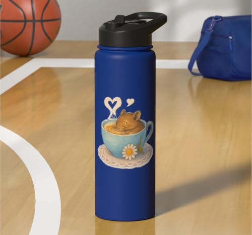 Sleeping Degu Tea Cup Heart Steam Art Stainless Steel Insulated Water Bottle - color: Royal Blue