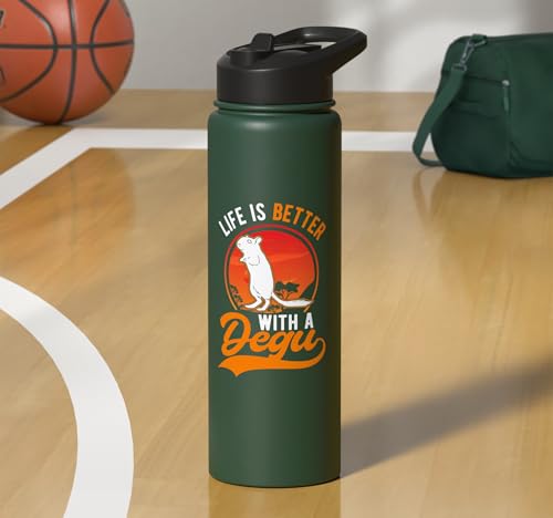 Life is better with an Degu Stainless Steel Insulated Water Bottle - color: Dark Green