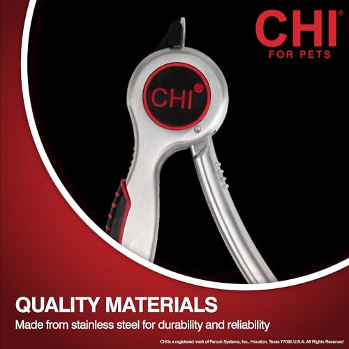 CHI for Pets Guillotine Nail Clipper for Dogs - Stainless Steel Dog Nail Cutter with Safety Guard and Ergonomic Soft Grip Handle - Grooming Tool for All Dog Breeds, Guillotine Nail Clipper, One Size | Stainless steel blade, built-in safety guard, ergonomi