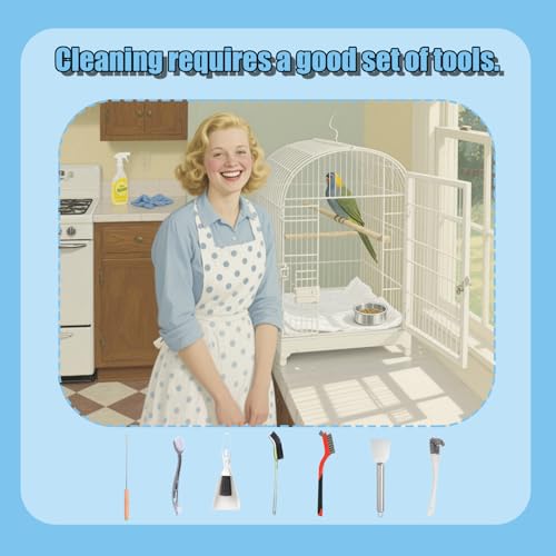 Bird Cage Cleaning Brush Tool Set, Bird Cage Cleaner, Suitable for Bird Cages, Rabbit Cages, Hamster Cages, Parrot Cages, and Other Small Pet Cage Accessories