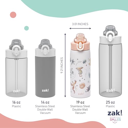 Zak Designs Harry Potter Sage 19oz Leak-Proof Straw Kids Water Bottle | BPA Free, Insulated Stainless Steel, Cupholder Friendly, Dishwasher Safe, Lid Lock, Handle, For School, Home, Travel, Outdoor - color: Harry Potter