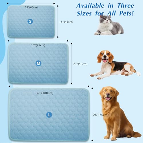 Cooling Mat for Dogs & Cats, Thick Breathable Dog Cooling Mat Q-MAX>0.45 | Chill Cool Fiber Dog Cooling Bed with Non-Slip Base, Non-Toxic Foldable Washable Crate Kennel Pad for Indoor & Outdoor Use - size: 27"*39"(Large)