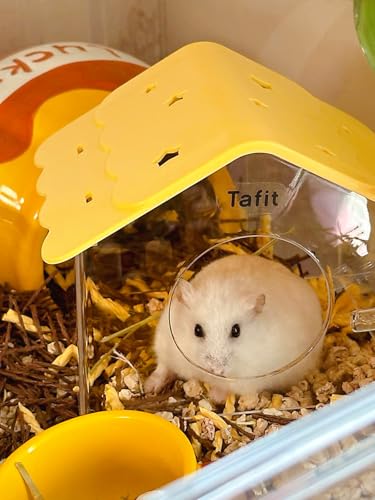 TUTU&LELE Starry Sky Hamster Hideout with Plush Cushion for Dwarf Hamsters (Yellow) - color: Yellow