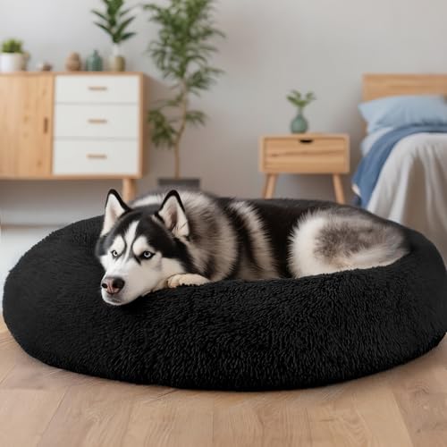 Extra Large Dog Beds, 36 Inch Human Dog Anxiety Relief Comfort Bed, Indestructible & Chew Proof Pet Beds (Black) - color: Black, size: 36.0"L x 36.0"W x 8.0"Th