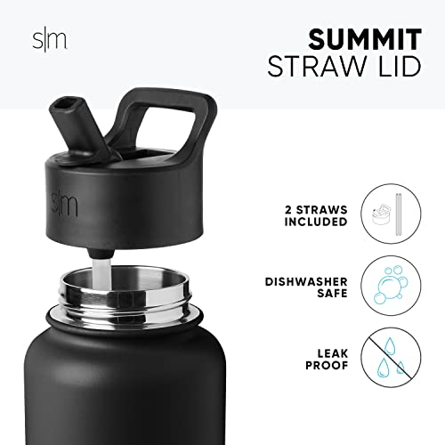 Simple Modern Insulated Water Bottle with Straw | 22oz | Black - color: - Midnight Black, style: 22oz
