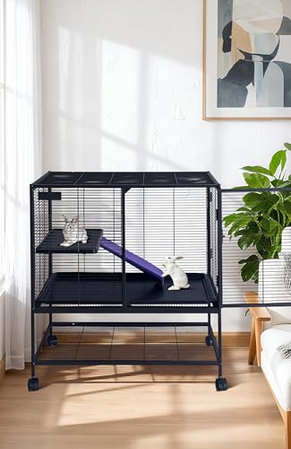 Multi-Level Metal Small Animal Cage, Removable Tray & Ramp, Lockable, BPA-Free, Indoor/Outdoor Use,for Ferrets, Hamsters, Chinchillas, Rabbits, Guinea Pigs, Hedgehogs, Gerbils - size: 36''Lx22''Wx39''H