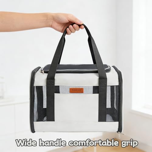 YUNIQUE Soft-Sided Cat & Dog Carrier for Pets Up to 15 Lbs, Airline Approved Collapsible Travel Puppy Carrier with Lightweight Fabric Design (lightgrey) - color: lightgrey