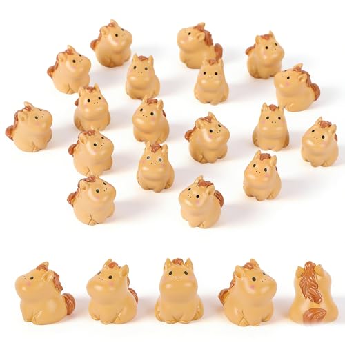 25 Pieces Mini Horse Animals Tiny Resin Animals for Dollhouse Fairy Garden Landscape Aquarium Party Decorations - style: Horse