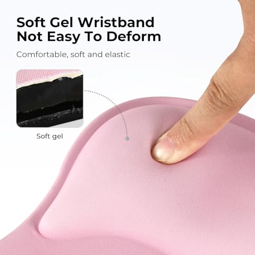 EooCoo Mouse Pad with Gel Wrist Rest, Ergonomic Mousepad Wrist Alignment | Middle Concave Design for Natural Wrist Alignment, Non-Slip Base Mousepad, Carpal Tunnel Relief, Office Desk Accessories - color: Pink