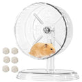 Silent Hamster Wheel,7.1 Inch Quiet Spinner Syrian Hamster Running Wheel,Anti-Skid & Adjustable Stand for Gerbils, Rats, or Other Small Pets,Transparent - size: 7.1 inch