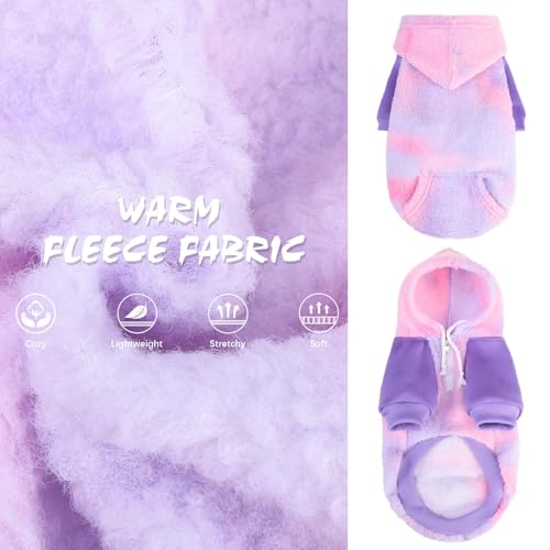 BINGPET Dog Hoodie Sherpa Hooded Sweatshirt Tie Dye, Soft Warm Dog Sweaters for Small Medium Large Dogs, Fuzzy Fleece Dog Clothes Cold Weather Coats Jacket with Neck Zipper and Pockets for Puppy Pet,M - color: Tie-Dye Pink, size: Medium