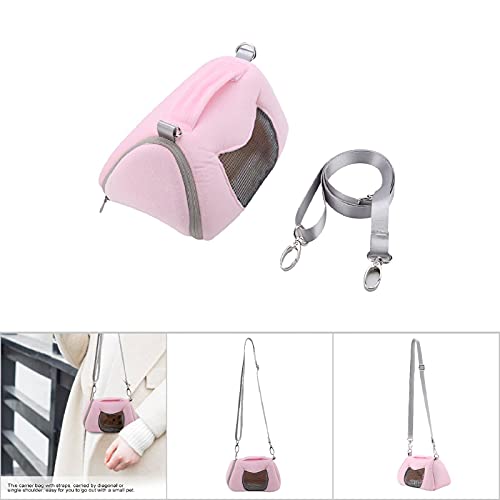 Breathable Small Pet Carrier Bag, Pet Carrying Bag for Hamster Gerbil Rat Ferret, Mesh Ventilated Travel Outdoor Bag with Shoulder Strap for Small Animals (Pink) - color: Pink