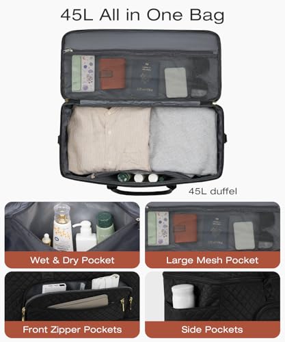 Travel Duffle Bag, Wide Open Large Weekender Bag for Women with Shoe Compartment, Carry on Overnight Bags with Toiletry Bag, Hospital Bag for Women Labor Delivery (Beige Green) - color: Beige Green, size: 45L