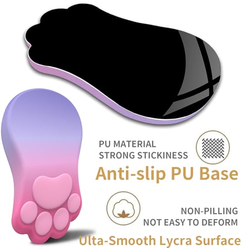 L-SPOUTTO Ergonomic Mouse Pad with Wrist Rest,Cute Cat Paw Mousepad Wrist Support,Comfortable Massage Design Computer Pain Relief Mouse Pad with Non-Slip PU Base for Desk Laptop Gaming,Pink&Purple - color: Pink & Purple