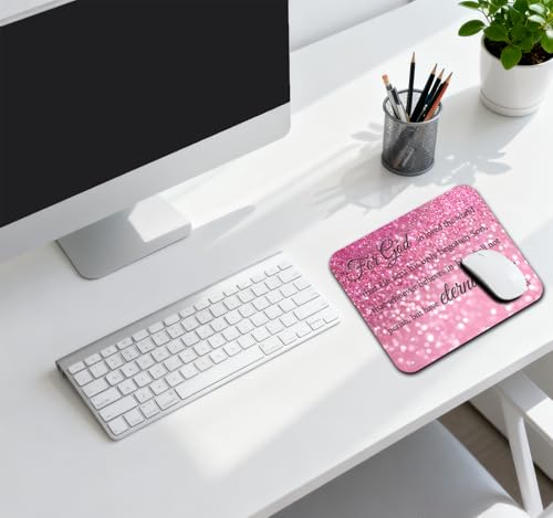 for God So Loved the World Mouse Pad, Sparkle Pink Glitter Desk Mat | 9.5"x 7.9", John 3:16 Christian Bible Verse, Inspirational Scripture Quote, Cute Smooth & Anti-Slip Mousepad - color: Colorful Design Wknoon-Art 25